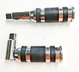Chrome 3 Band Fold Up Passenger Pegs For Harley Softail Models & Customs