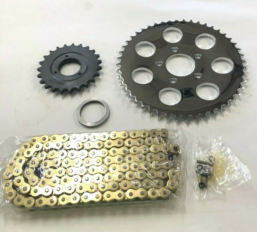 Gold Chain Drive Sprocket Conversion Kit For 5 Speed Harley Softail  1986-1999