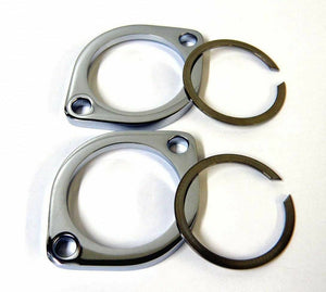 CHROME EXHAUST FLANGE KIT FOR HARLEY EVO BIG TWIN SPORTSTER W/ RETAINING RINGS