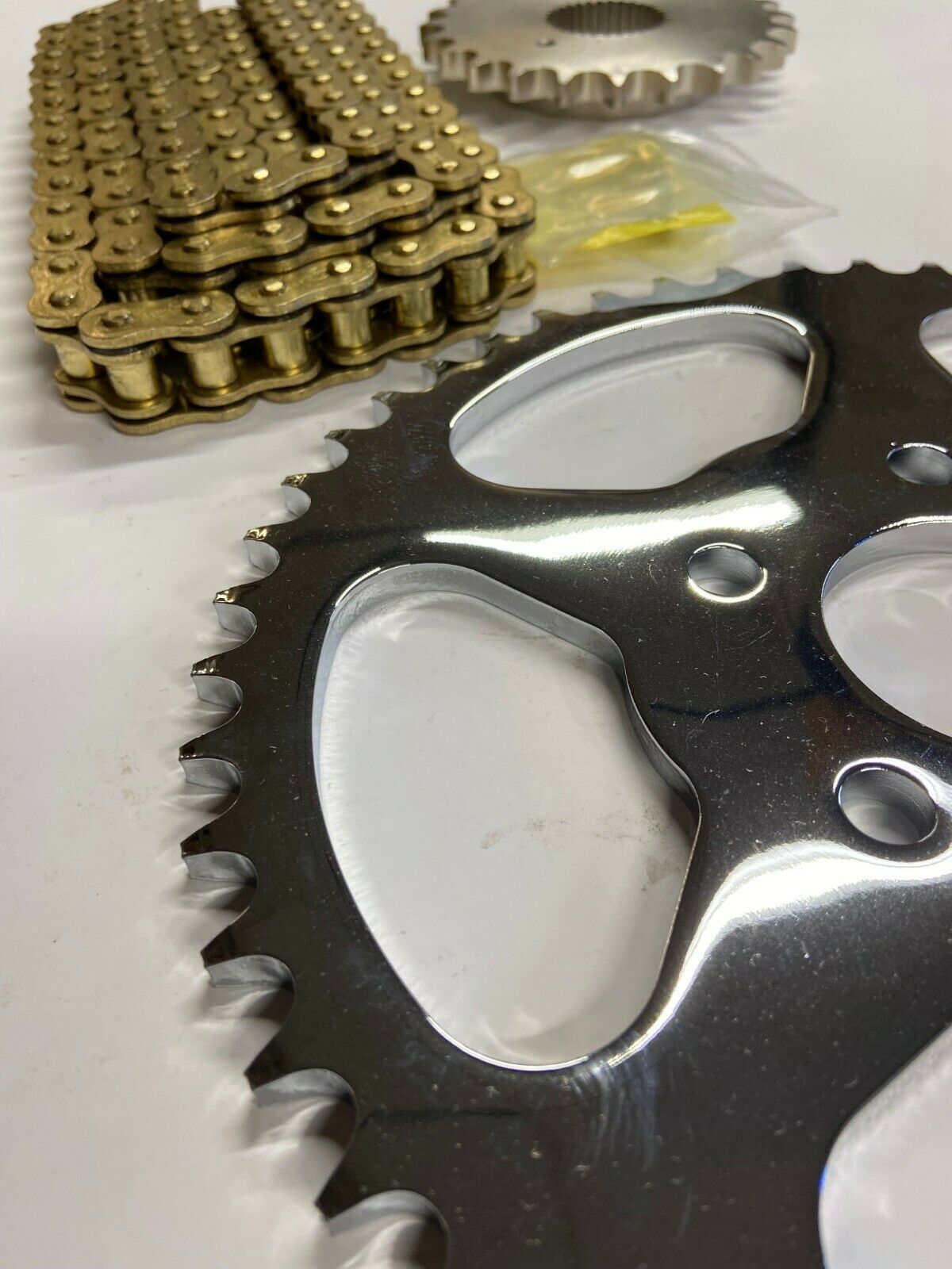Gold Chain Drive Sprocket Conversion Kit For 5 Speed Harley Softail  1986-1999